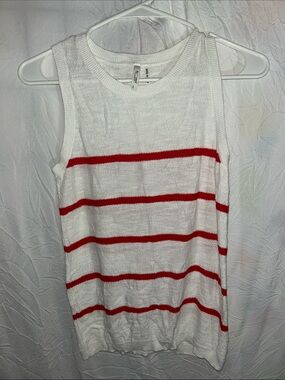 BE COOL White Tank with Red Horizontal Stripes size s/m